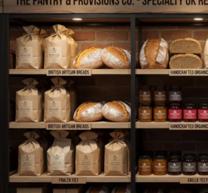 Artisan and organic food products arranged on a counter
