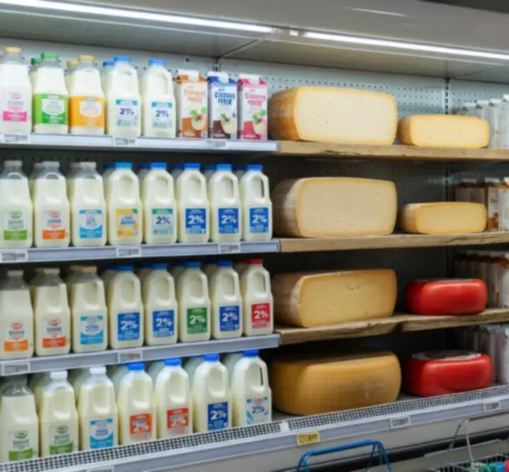 Chilled dairy and plant-based products in the dairy section