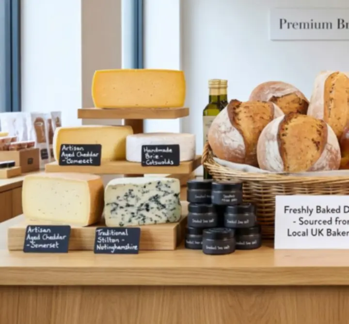 Display of VOODIES LTD featured specialty food products arranged on a clean surface