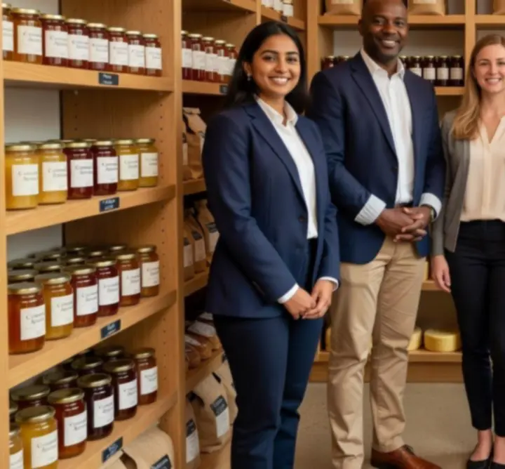 Team members of VOODIES LTD in a modern food retail setting